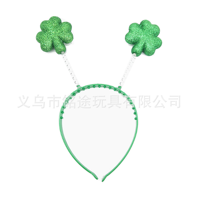 Nueva llegada Día de San Patricio fiesta atmósfera vestir trébol gafas cabeza hebilla 6 piezas conjunto traje de Irlanda