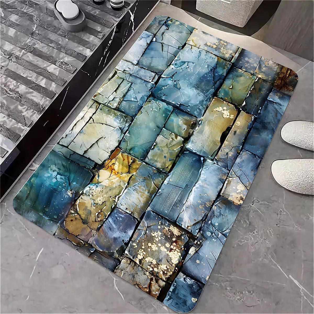 Cross-Border American-Style Stone Diatomaceous Earth Bathroom Absorbent Non-Slip Floor Mat, Bedroom Dirt-Resistant Foot Mat, Entryway Easy-Care Door Mat