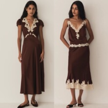 巧克力酱·浓情复古重工刺绣重磅真丝吊带半裙连衣裙