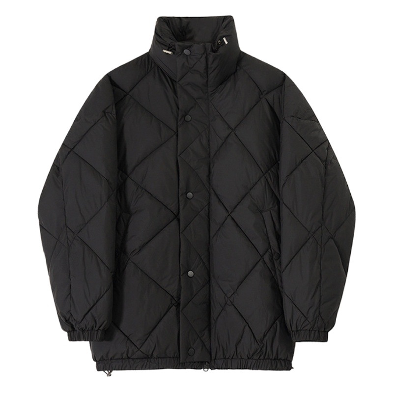 MYQ rombo de alto grado collar de pie de algodón acolchado de los hombres de invierno engrosada capa de estilo coreano nicho flojo diseño de algodón acolchado abrigo