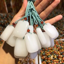 新款金丝玉白玉平安牌吊坠金丝玉面包牌无事牌男女款玉石挂件批发