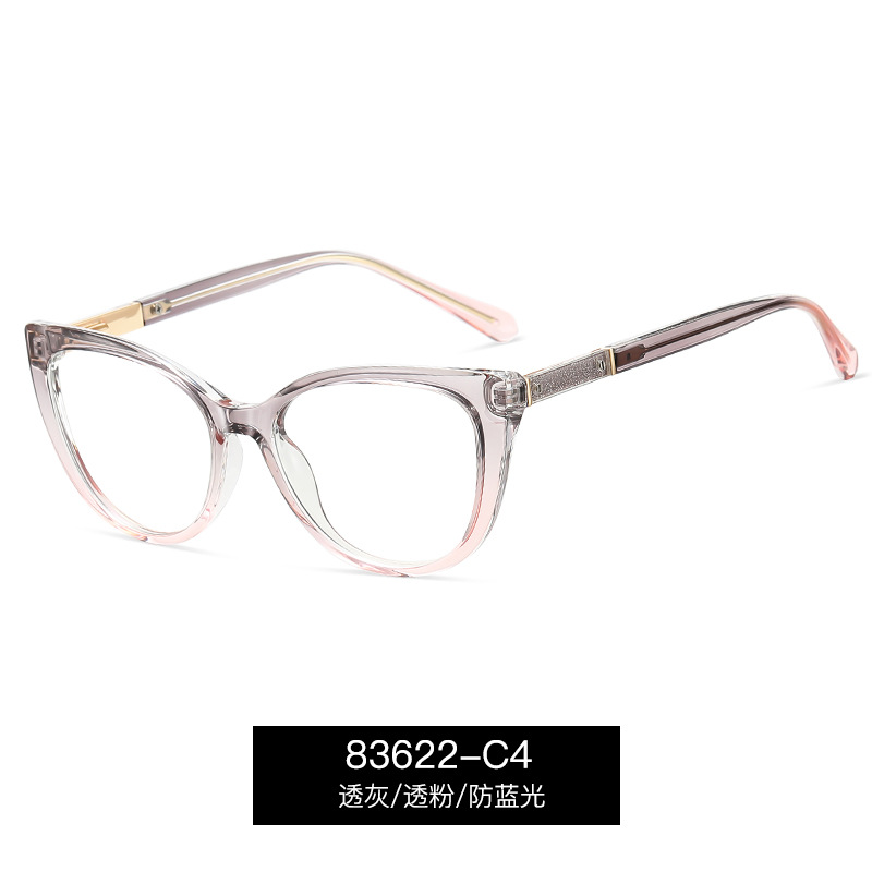 83622 Gafas anti-luz azul transfronterizas europeas y americanas, gafas de miopía, marco de gafas TR90, marco de miopía de ojo de gato de moda
