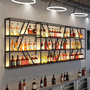 Bar Iron Wine Rack Storage Rack Industrial Style Wine Wall Hanging Restaurant Hotel Wall Wine Cabinet Wall Hanging Display Rack