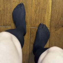 ZNINEG 素面千鸟格原创系列 黑色 丝滑正装长筒直筒定型男士丝袜