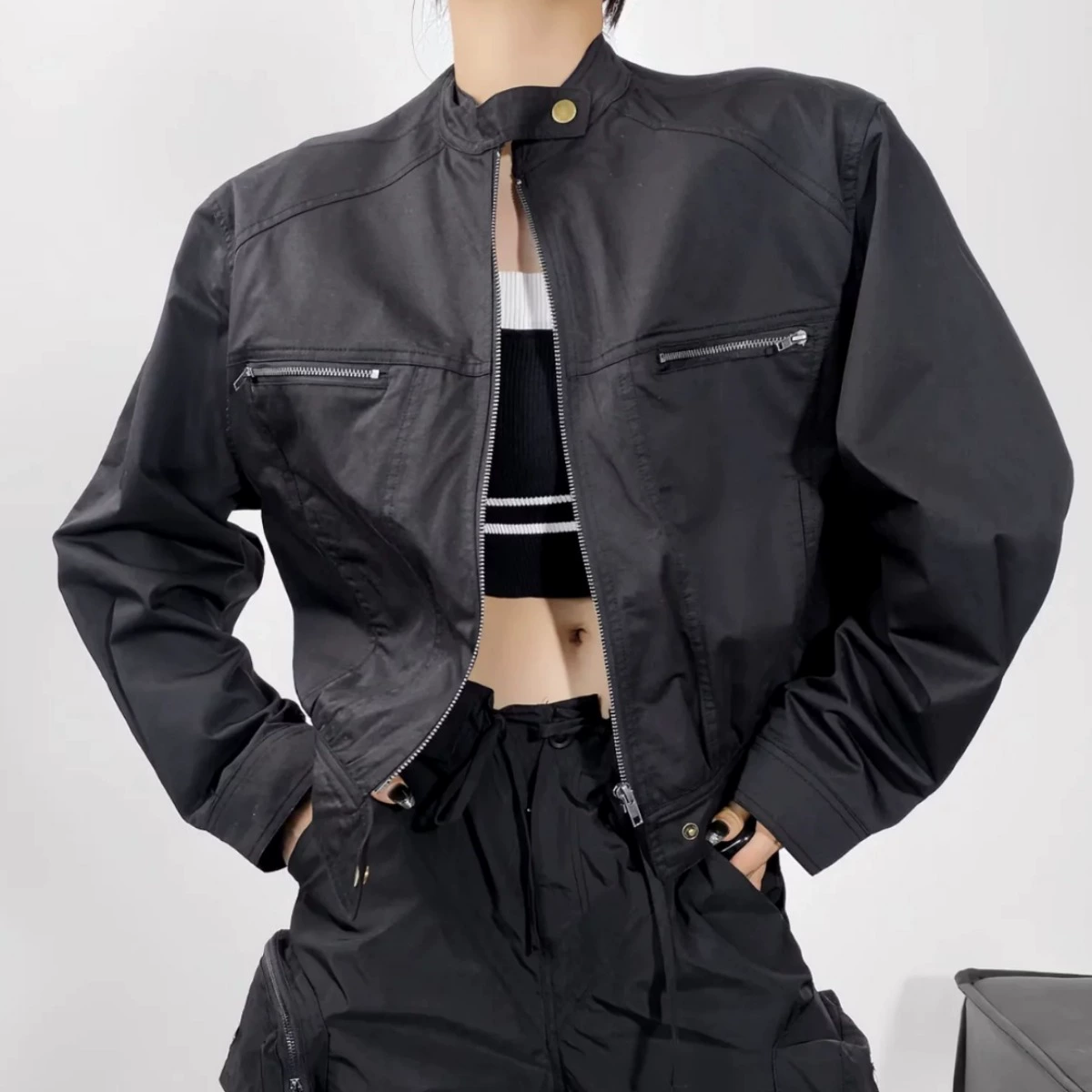 Brand autumn jacket for leisure with zipper, European style, 2023, loose fit