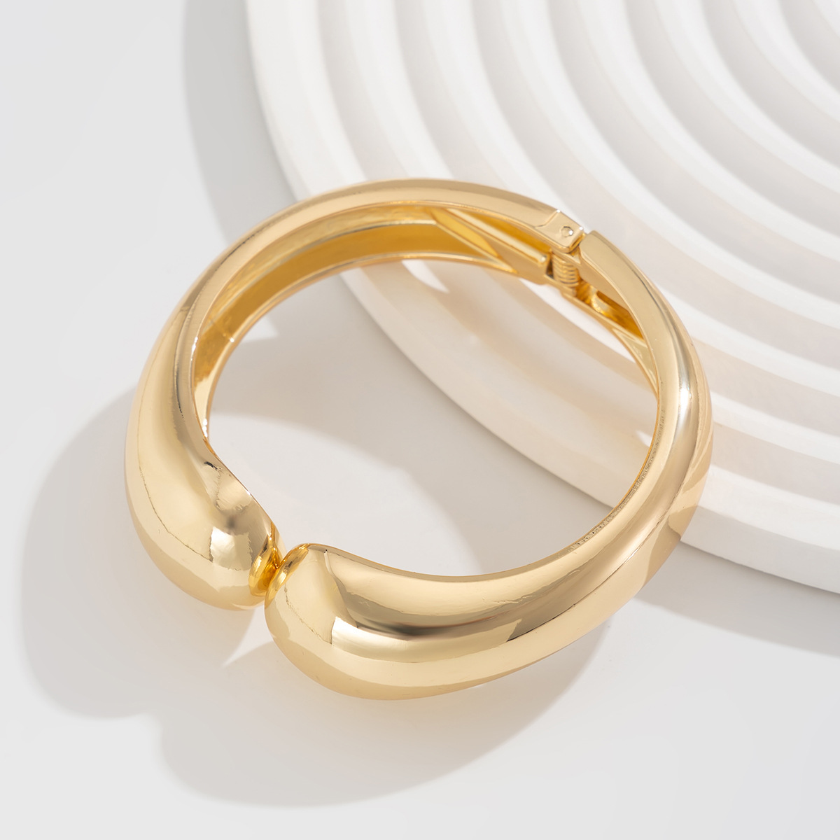 Heavy Industry Design Smooth Double Water Drop Bracelet Ins Alloy Elliptical Bracelet Set_voghion.com