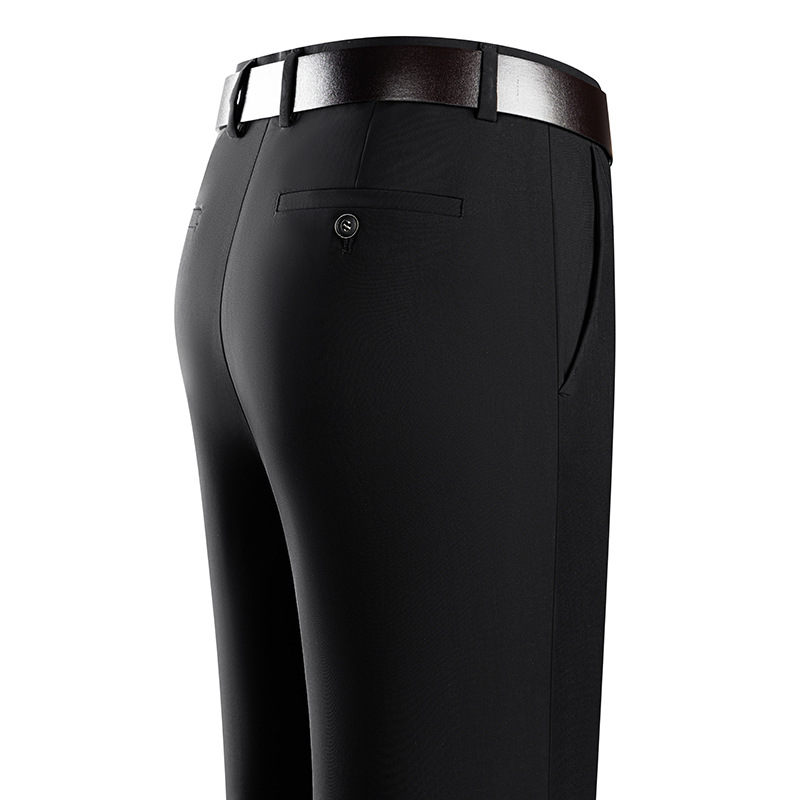 Comercio exterior caliente seda de hielo de verano pantalones casuales de hombre rectos elásticos pantalones de traje de hombre de color sólido de negocios elásticos