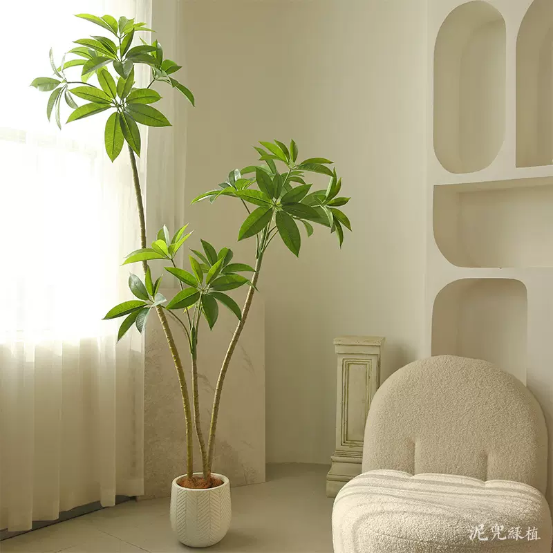 高仿真绿植大叶伞沙发旁植物装饰诧寂风格轻奢假树软装摆设批发