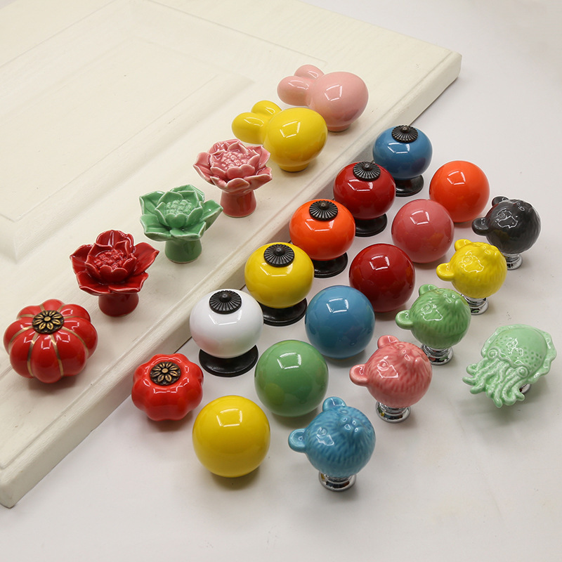 Color Cartoon Nezha Series Cabinet Door Handle Pot Lid Bottle Lid Handle Wardrobe Cabinet Drawer Single Hole Handle