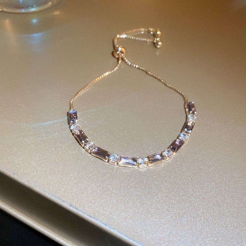Golden purple rectangular bracelet