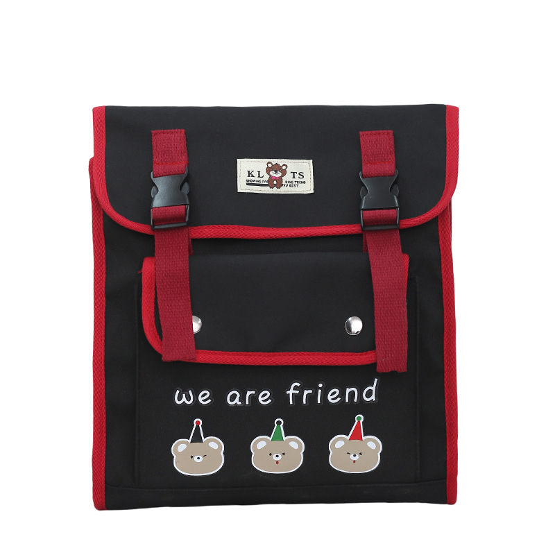 Mochila japonesa para niños y niñas, caricatura, lindos osos, doble botón para bebés, mochila para niños, color contrastante extranjero