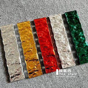 Wave Concave and Convex Glossy Simple Modern Black Metal Mottled Handmade Brick Coffee Club Bar Background Wall Tiles
