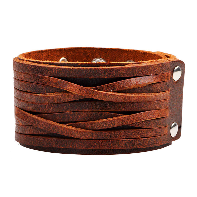New punk bracelet wide leather bracelet personality cowhide men's bracelet South Korea bracelet jewelry wholesale