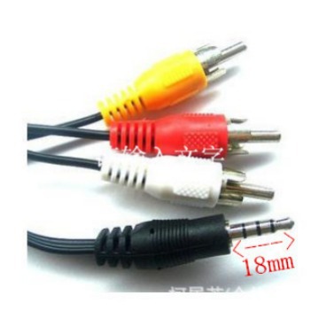 3.5公头转3莲花头公线 音频视频1分3AV线电视输出一分三线 1米