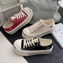 开口笑单鞋女学生帆布鞋2024年春季新款时尚百搭增高休闲鞋D-021