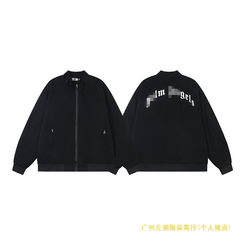 Cross-Border European and American Trendy Brand Palm Angel Letter Logo Printed Stand-Up Collar Jacket for Men and Women High Street Sports and Leisure Jackets