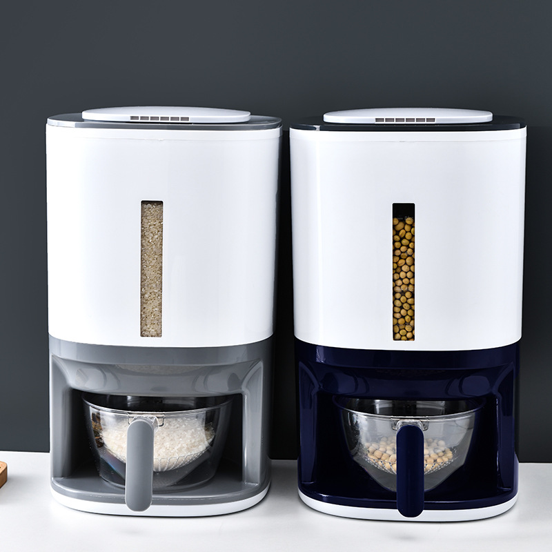 Household Pressure Measuring Rice Bucket, Rice and Grain Sealed Bucket, Pest and Moisture-Proof Kitchen Automatic Rice Dispenser Bucket, Wholesale