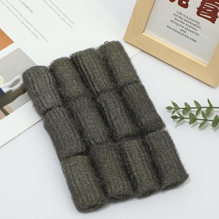 厨房家用钢丝棉12只装清洁球抛光细钢丝绒清洁擦钢棉条去渍不沾油