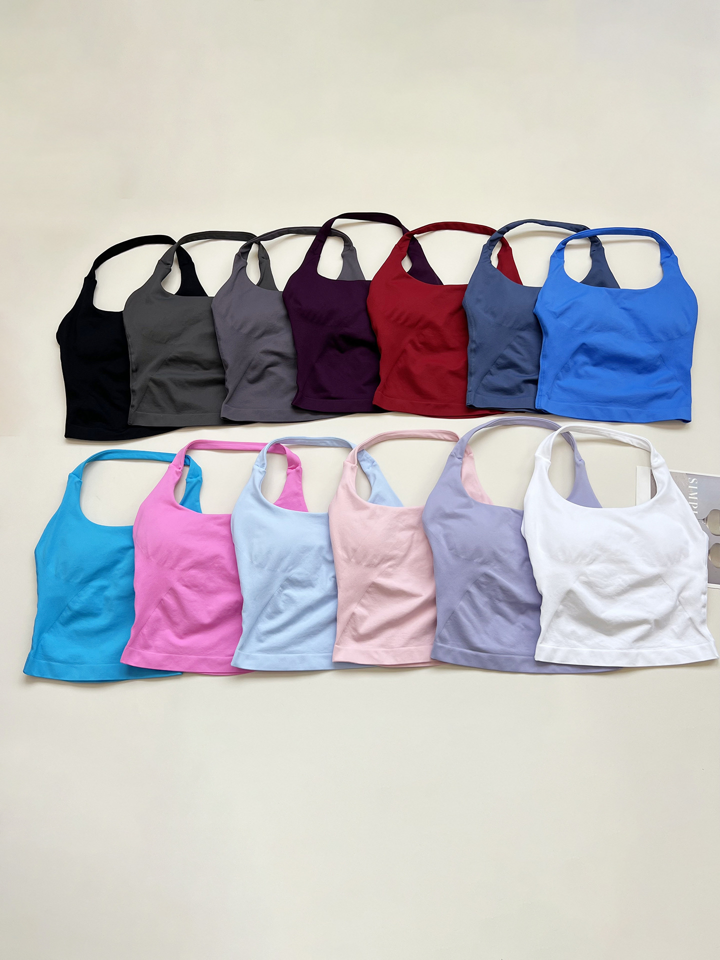 Transfronteriza versión de la patria DF cuello cuadrado chaleco de cuello colgante de tres capas con almohadilla de pecho alta elástica hermosa espalda ajustada sin costuras ropa de yoga de fitness