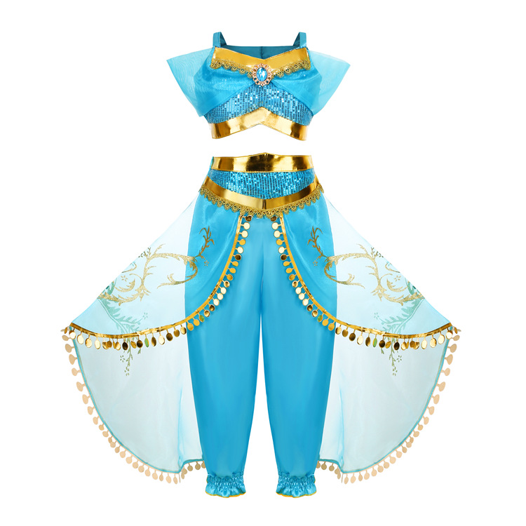 20223 Comercio exterior chica Aladdin Cosplay jazmín princesa de dos piezas ropa de rendimiento una generación