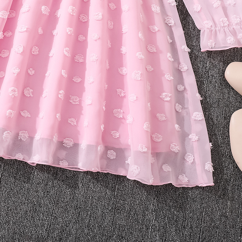 Niñas grandes faldas de comercio exterior ropa infantil otoño 2025 nuevo estilo francés cuello cuadrado mangas largas cintura dulce vestido elegante