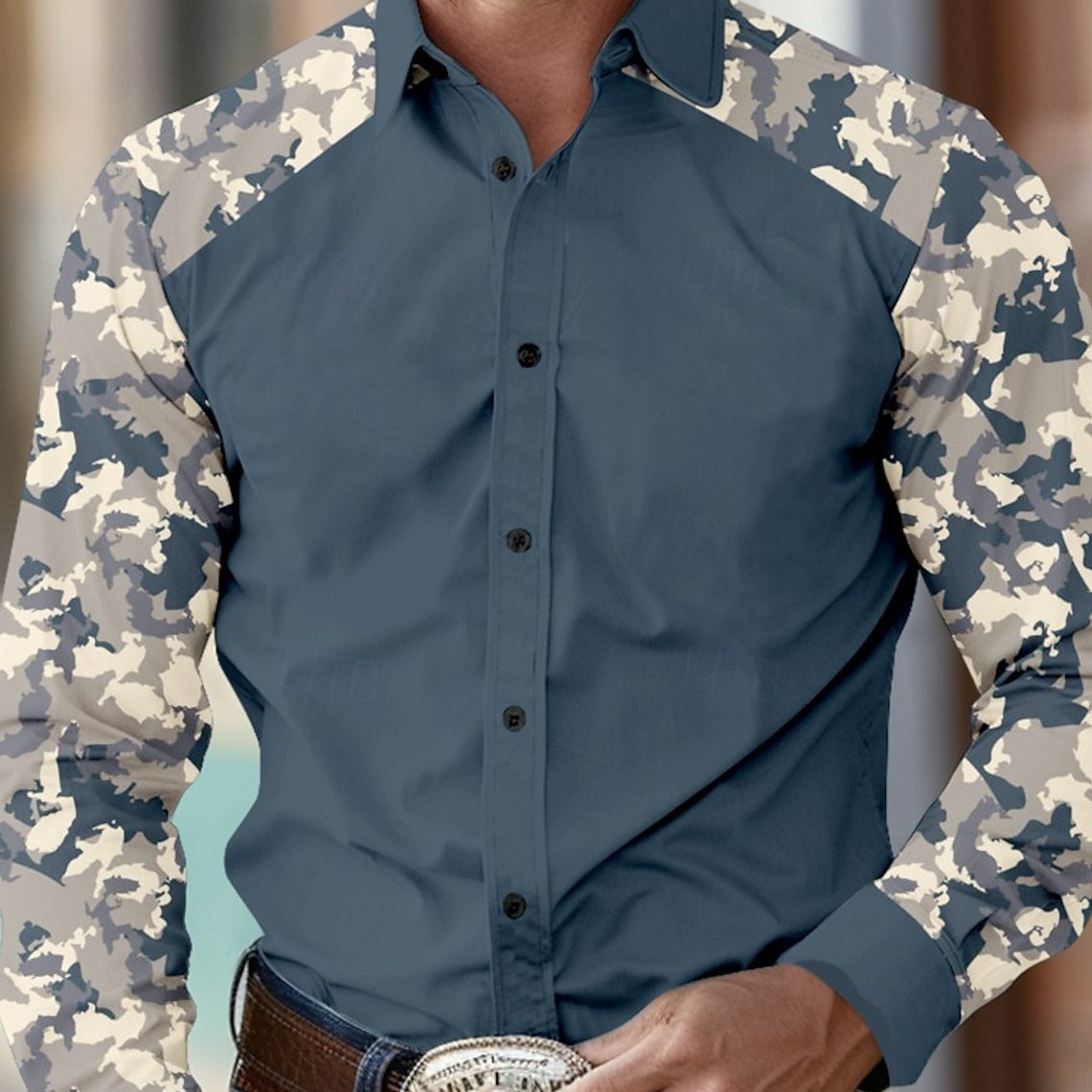 Ropa de mujer de comercio exterior de estilo europeo y americano 2025 nueva moda casual camuflaje de todo fósforo camisa de manga larga para hombre MB12