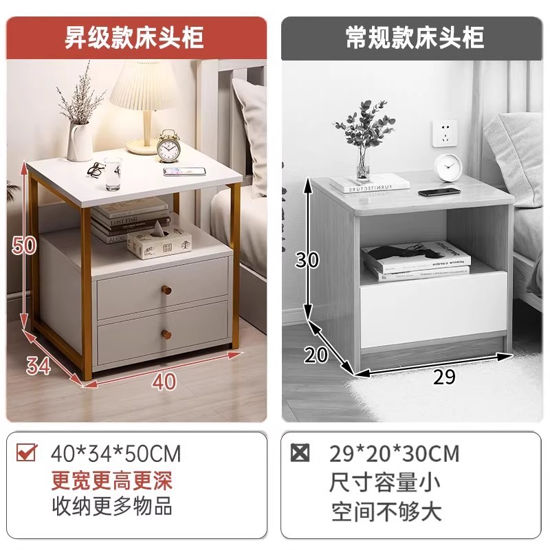 Mesa de cabezal de cama pequeña creativa dormitorio doméstico 2025 explosión de almacenamiento multifuncional de lujo ligero de alta calidad simple estante de almacenamiento