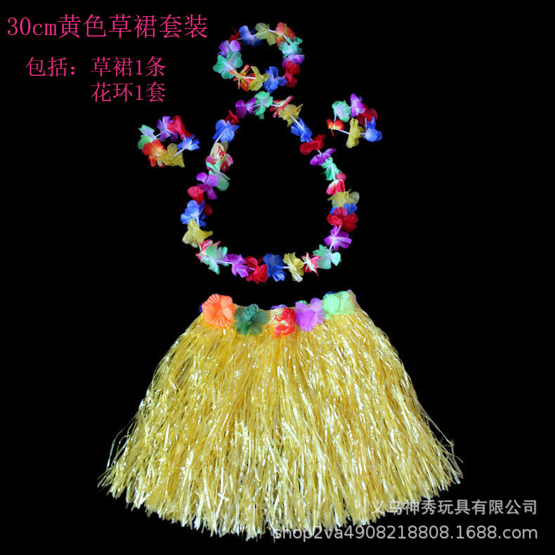 1 Hula guirnalda espectáculo Hawaiian hierba falda longitud 30cm