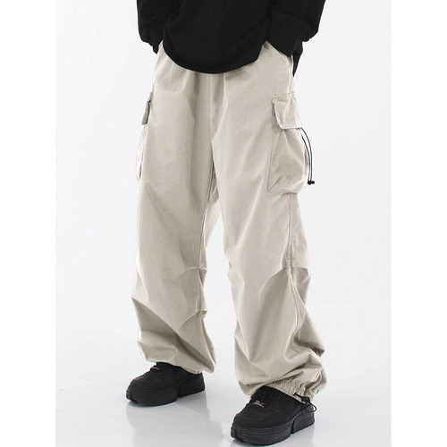 Cross-border men's work casual pants for spring and autumn, new straight-leg utility pants with multiple pockets, loose trendy versatile long pants