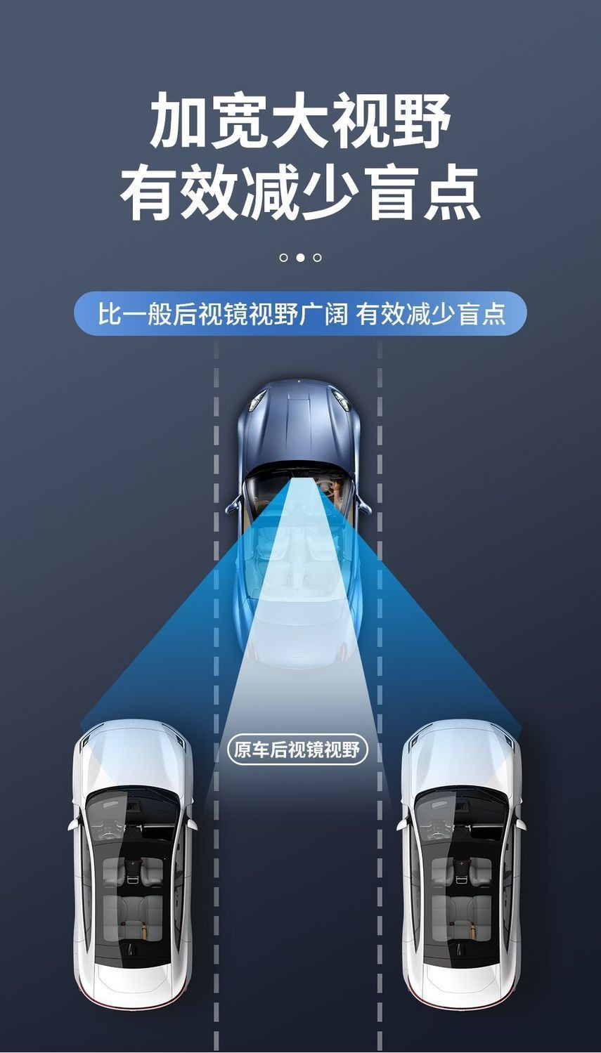 Car rearview mirror with wide field of view, interior mirror with suction cup mount, anti-glare reflector, universal type