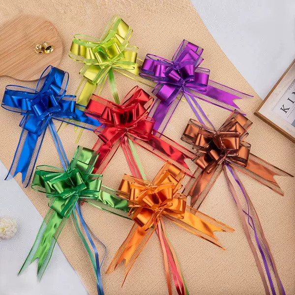 Cross-border 50 large new matte snow yarn bow hand pull flower Christmas gift flower fruit basket packaging pull flower