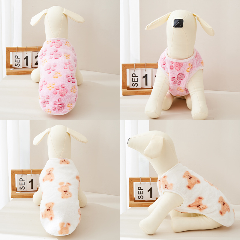 法兰绒宠物衣服 跨境猫狗适用 多彩印花背心 柔软亲肤宠物服饰|undefined
