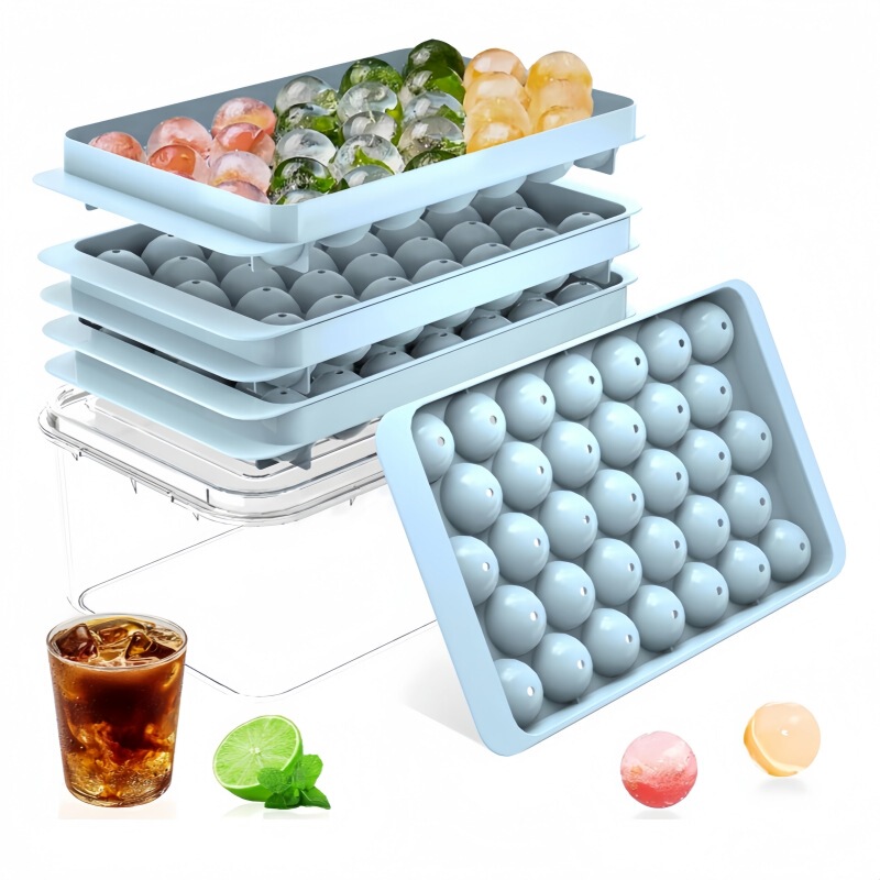 Cross-border 33 ice cube round spherical ice cube ice cube mold food grade round ice cube refrigerator ice box with lid Cross-border 33 ice cube round spherical ice cube ice cube mold food grade round ice cube refrigerator ice box with lid