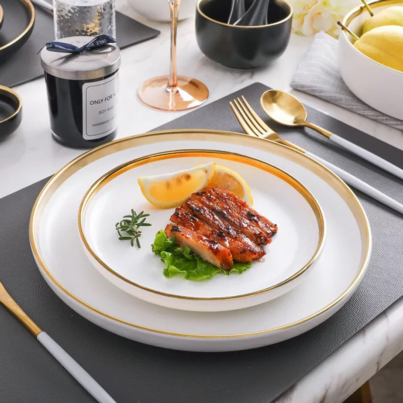 ceramic black high quality dinner plate for home use