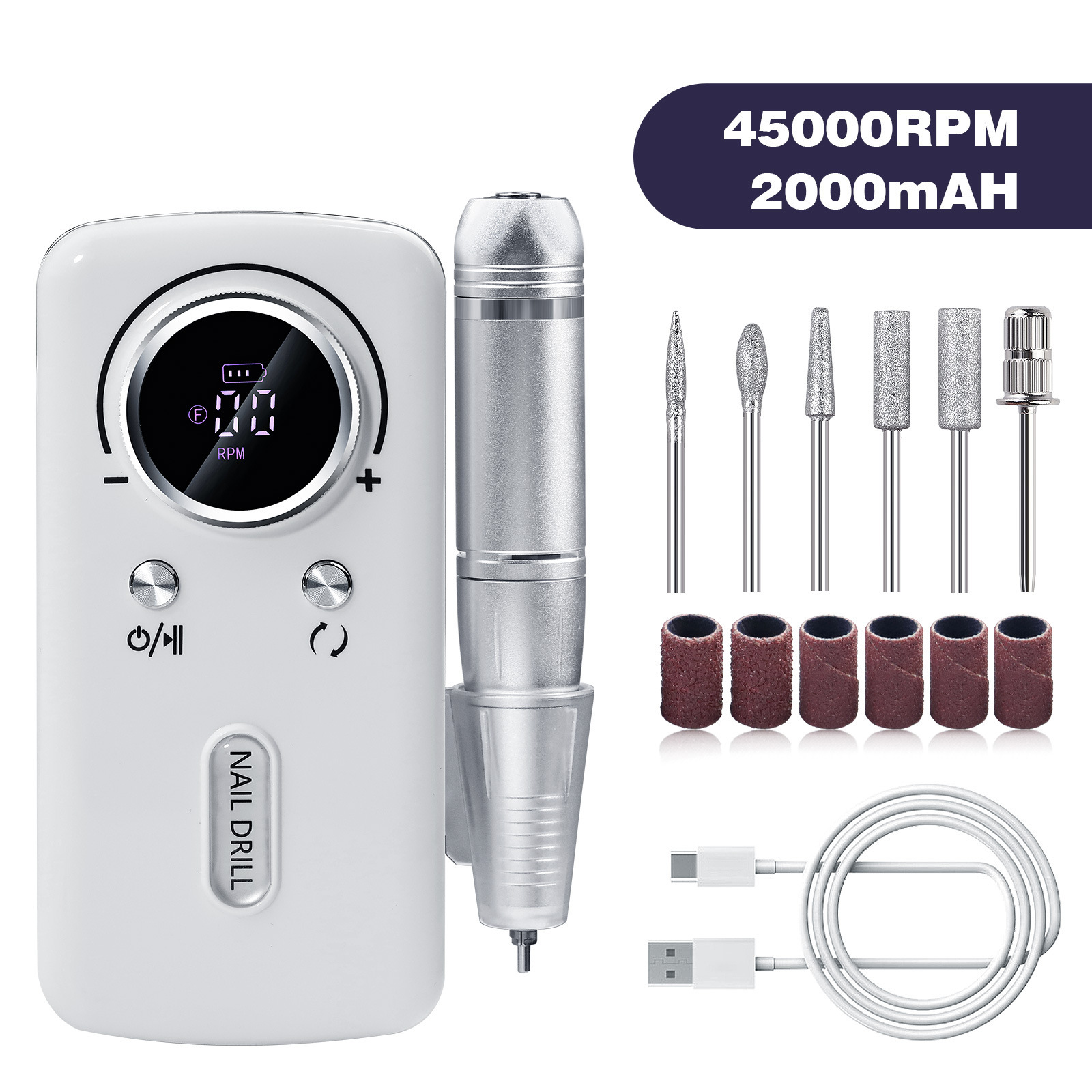 Transfronterizo nuevo V6 profesional de uñas amolador de uñas 45000 rpm almacenamiento de energía amolador de uñas eléctrico portátil