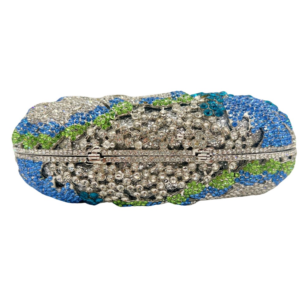 Bolsa de embrague hueco flor de diamante bolsas de banquete bolsas de maquillaje de diamante de lujo bolsas de mano de zafiro