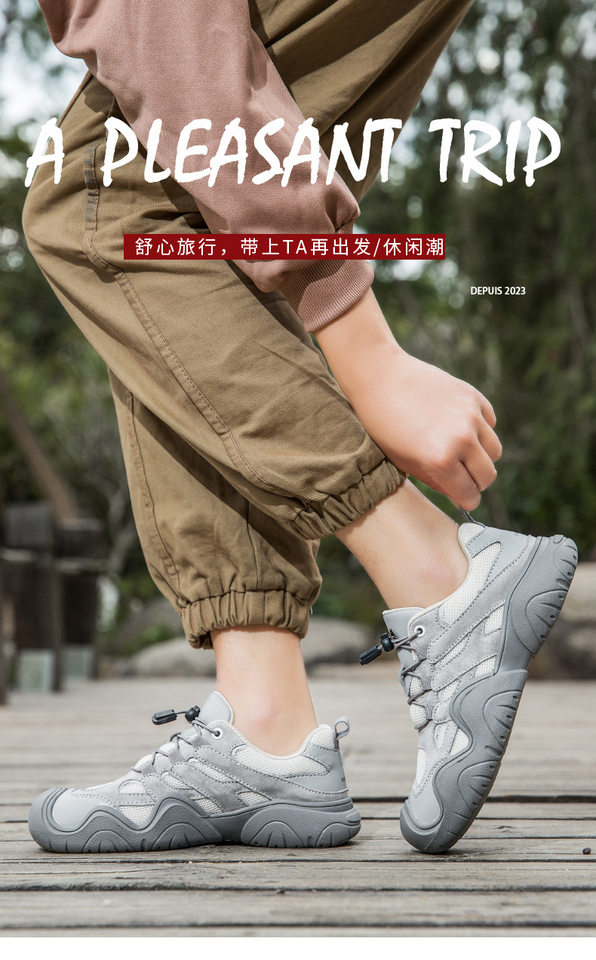 Giày thể thao da thật cổ thấp unisex phong cách ngoài trời — D1833 màu cát, D1833 màu hồng, D1833 màu nâu, D1833 màu xanh lam chi tiết 2