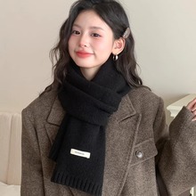 100%纯羊毛正红色新年围巾女2025新款冬季韩系氛围感针织羊绒围巾