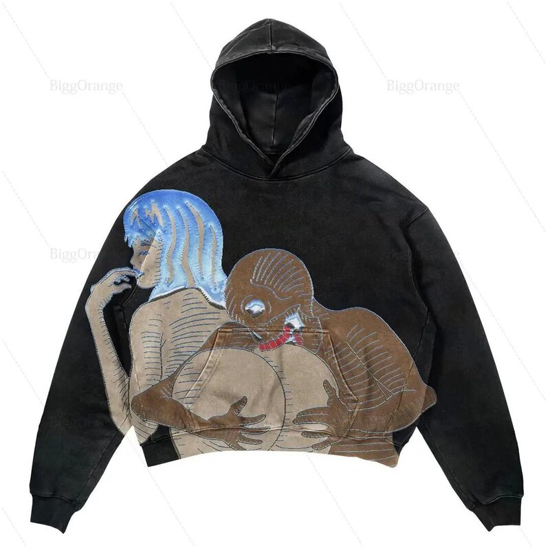 Y2K Harajuku Hoodie, Hip-Hop Vintage Loose Oversized Hoodie. Y2K Harajuku Hoodie, Hip-Hop Vintage Loose Oversized Hoodie.