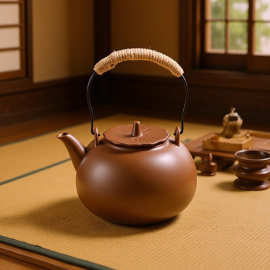 日式家用提梁陶瓷紫砂冬日围炉煮茶壶茶具室内户外复古侧把批发