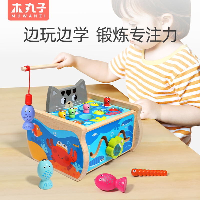 Magnético gatito pesca juguetes educativos infantiles 1-3 años bebé niños y niñas de formación de acción material didáctico