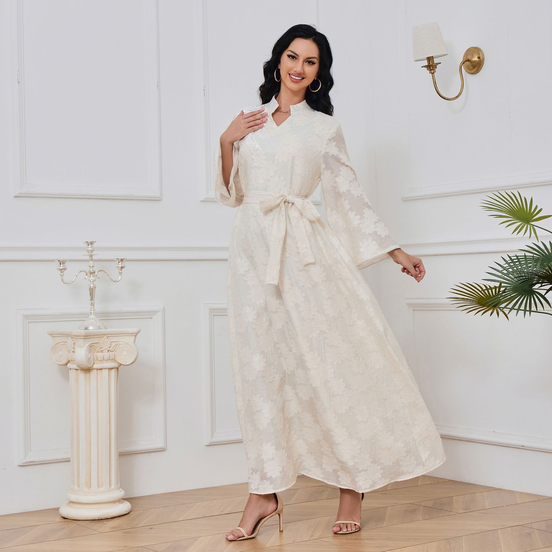 MT059 European And American Cross-border Women's Clothing, Foreign Trade Middle Eastern Apparel, Jacquard Elegant Abaya,_ecoleips.com