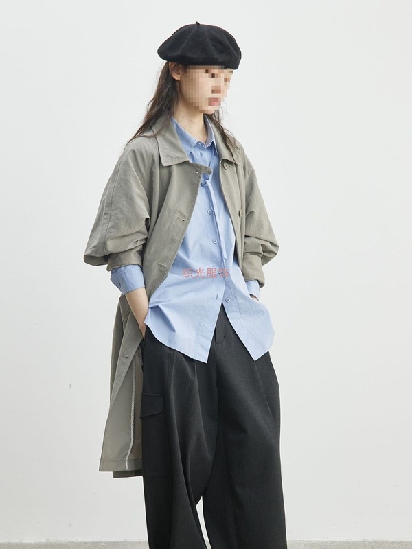 2025英伦风秋季新款翻领风衣女小个子宽松通勤中长款上衣气质外套|undefined