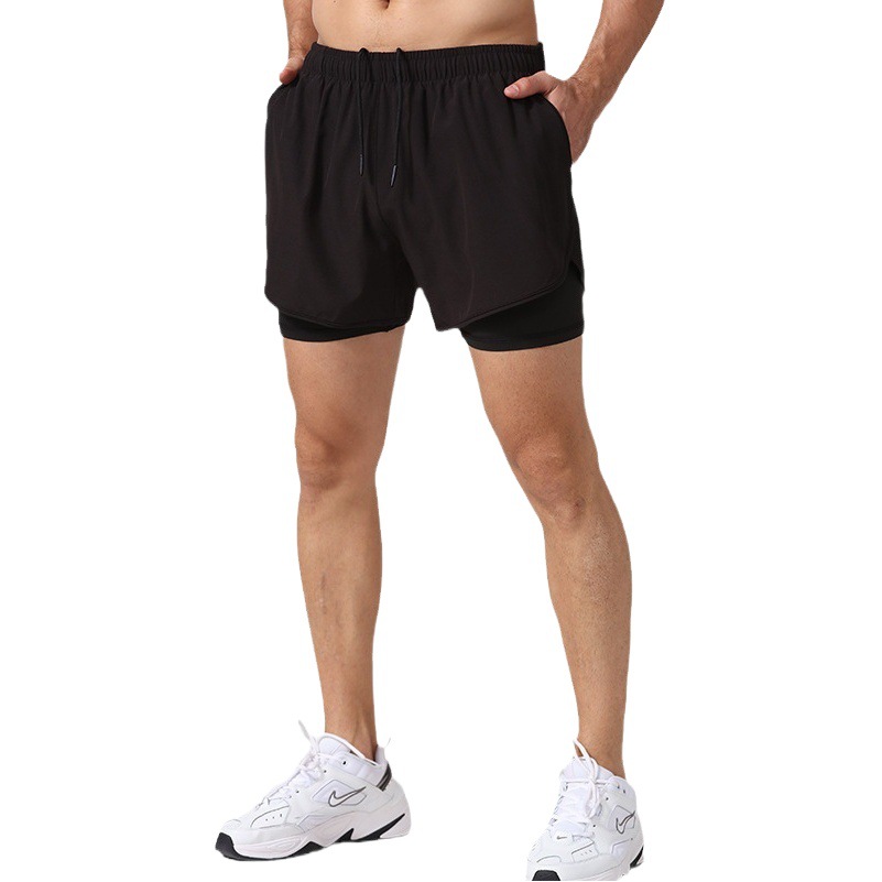 Pantalones cortos deportivos pantalones cortos de entrenamiento de baloncesto de doble capa de verano para hombres pantalones cortos de secado rápido para correr holgados y transpirables mujeres