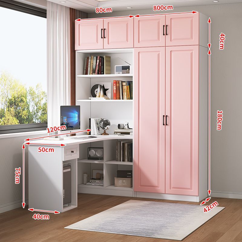 Malacca Solid Wood Wardrobe Desk Integrated Corner Computer Desk Nordic Style Paint-Free 40 Depth
