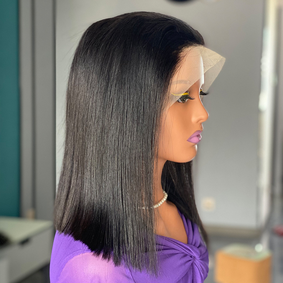 200 Density Bob Human Hair Wigs front lace real wig Xuchang full head cover_voghion.com