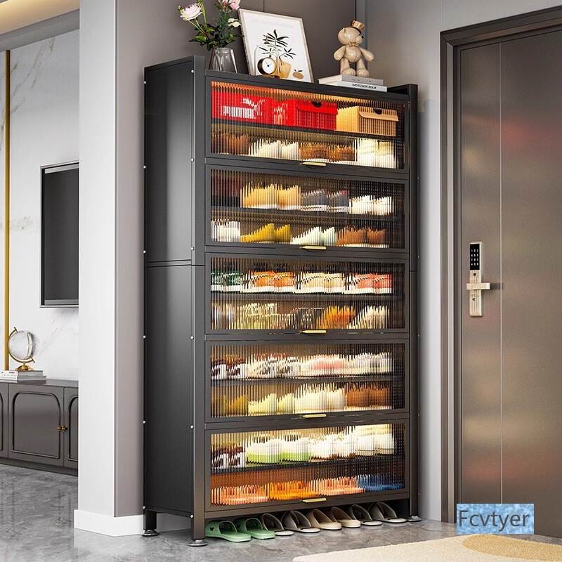 Changyuebang Steel Dust-Proof Flip-Up Door Shoe Cabinet Household Multi-Layer Shoe Rack Entrance Cabinet Door Hot Style New Large Capacity