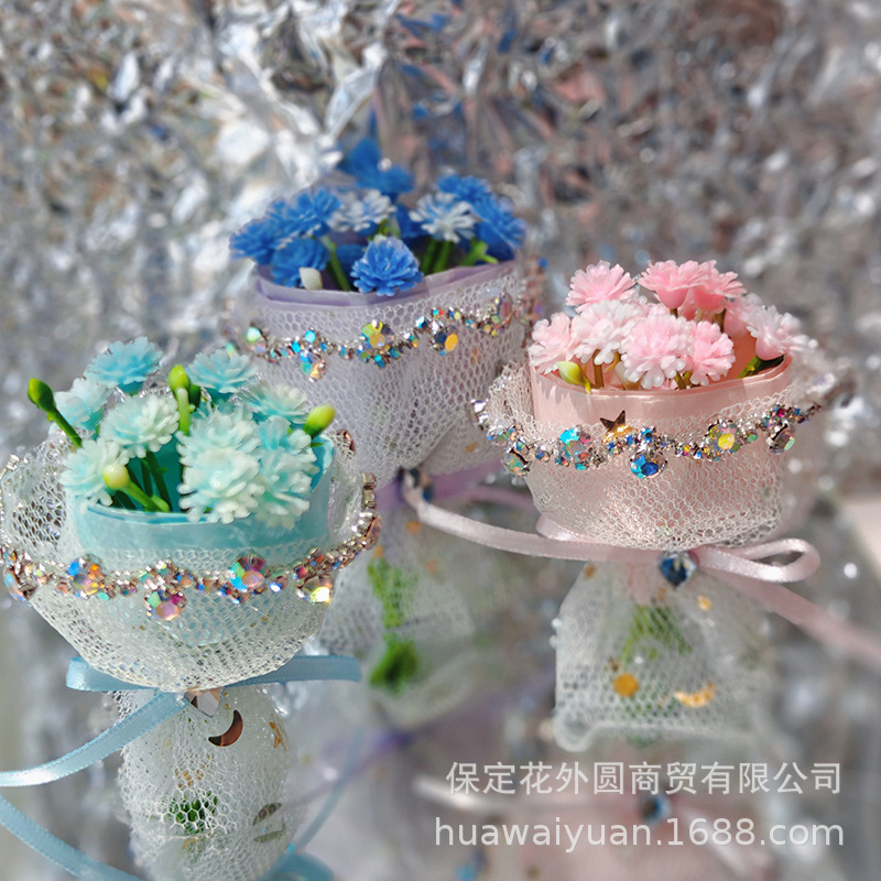 迷你仿真满天星小花束手捧花戴露贝儿娃娃DIY装饰镶钻饰品配件|undefined