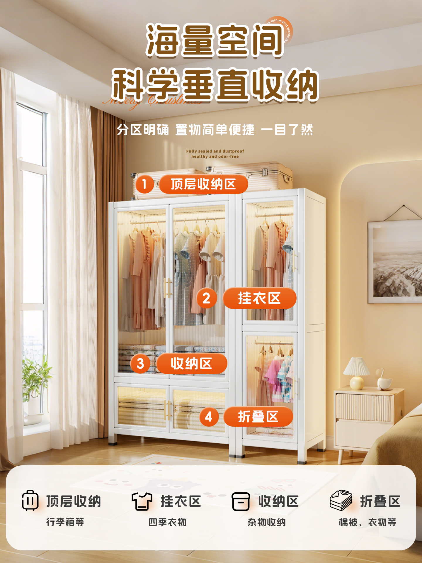 ✅ Steel Wardrobe for Home Use in Bedroom Rental, Easy Assembly, 2025 New Metal Iron Sheet Combination Wardrobe