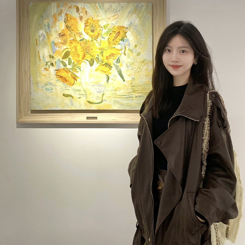 棕色皮衣外套女小个子2025春秋季新款超火酷飒风感pu机车夹克|undefined